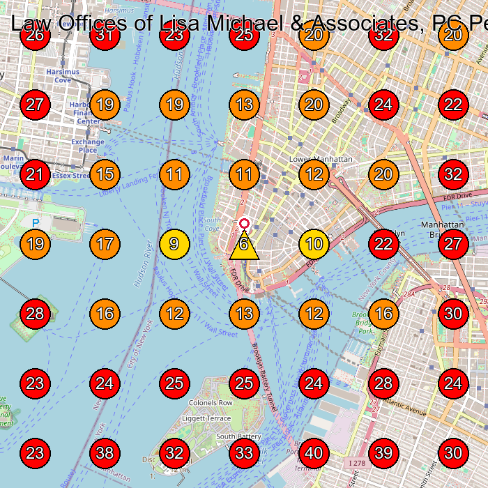 Law Offices of Lisa Michael & Associates, PC Personal Injury GeoGrid visibility map for Personal Injury Attorney in New York